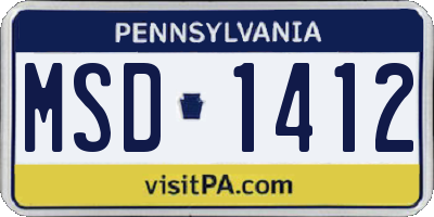 PA license plate MSD1412