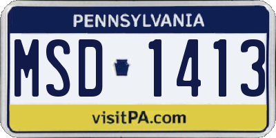 PA license plate MSD1413