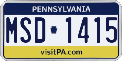 PA license plate MSD1415