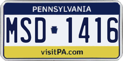 PA license plate MSD1416