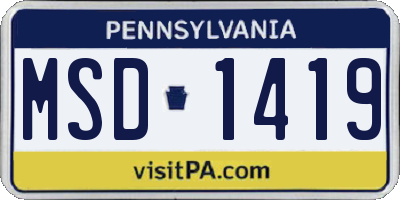 PA license plate MSD1419