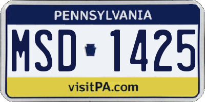 PA license plate MSD1425