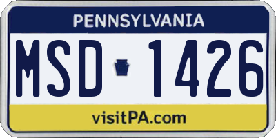 PA license plate MSD1426