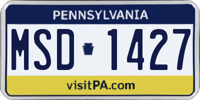 PA license plate MSD1427