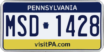 PA license plate MSD1428