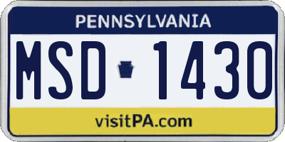 PA license plate MSD1430