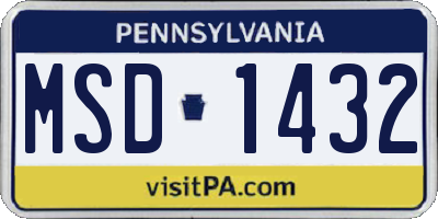 PA license plate MSD1432