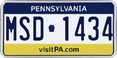 PA license plate MSD1434