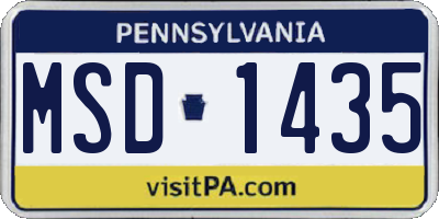 PA license plate MSD1435
