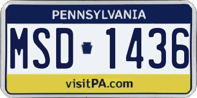 PA license plate MSD1436