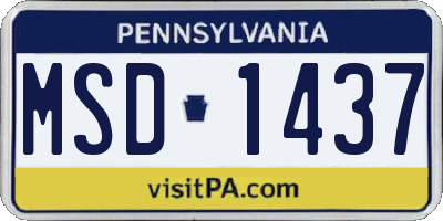 PA license plate MSD1437