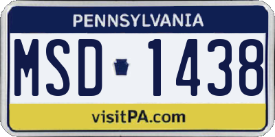 PA license plate MSD1438