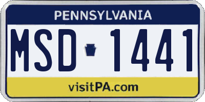 PA license plate MSD1441