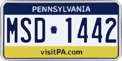 PA license plate MSD1442