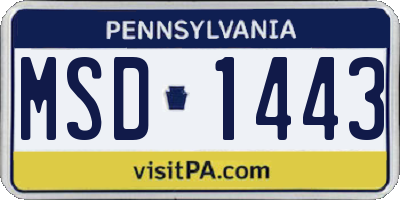 PA license plate MSD1443