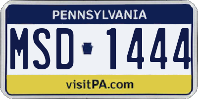 PA license plate MSD1444