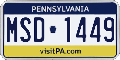 PA license plate MSD1449