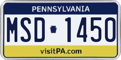PA license plate MSD1450