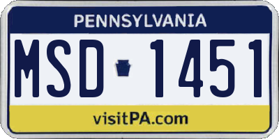 PA license plate MSD1451