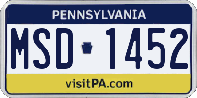 PA license plate MSD1452