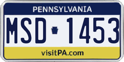 PA license plate MSD1453
