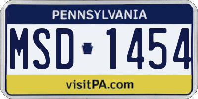 PA license plate MSD1454