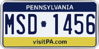 PA license plate MSD1456