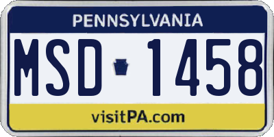 PA license plate MSD1458
