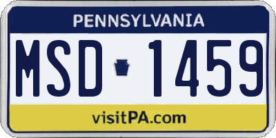 PA license plate MSD1459