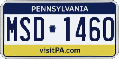 PA license plate MSD1460