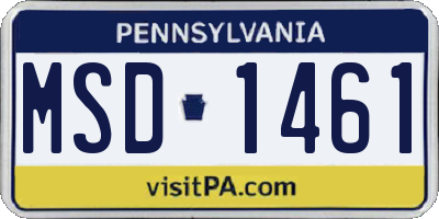 PA license plate MSD1461