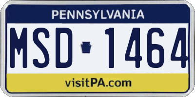 PA license plate MSD1464