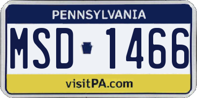 PA license plate MSD1466