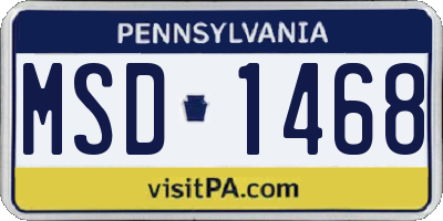 PA license plate MSD1468