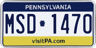 PA license plate MSD1470