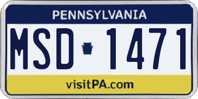 PA license plate MSD1471