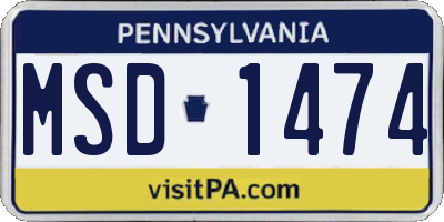 PA license plate MSD1474