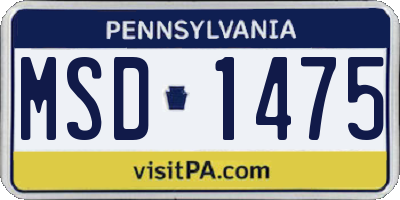 PA license plate MSD1475