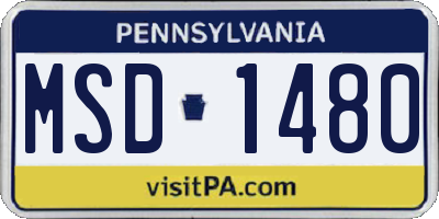 PA license plate MSD1480