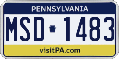 PA license plate MSD1483