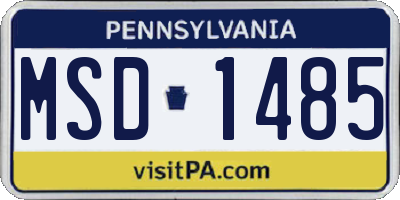 PA license plate MSD1485