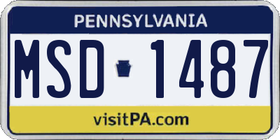 PA license plate MSD1487