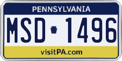 PA license plate MSD1496