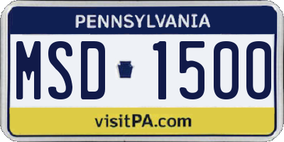 PA license plate MSD1500
