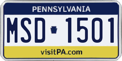 PA license plate MSD1501