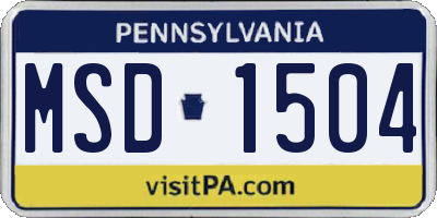 PA license plate MSD1504