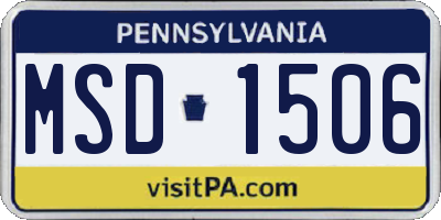 PA license plate MSD1506