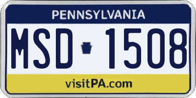 PA license plate MSD1508