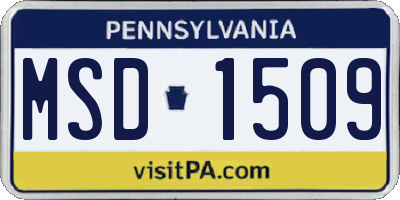 PA license plate MSD1509