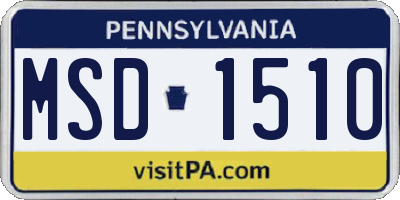PA license plate MSD1510